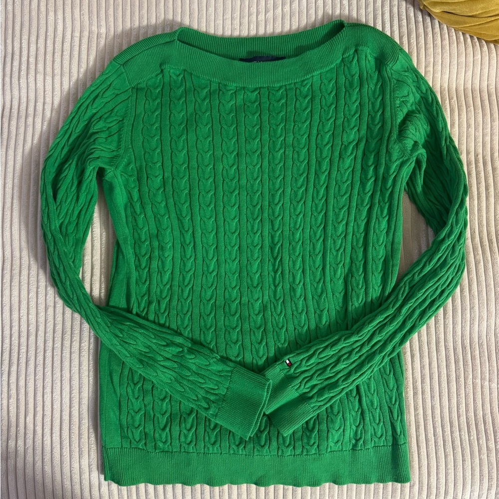 Tommy Hilfiger Green Cable Knit Sweater